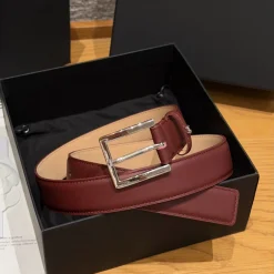 CHANEL Belts Burgundy-Silver 3.0cm Width A7010050122
