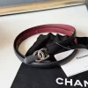 CHANEL Belts Calf Leather Black-Burgundy-Silver 1.5cm Width A5010050052
