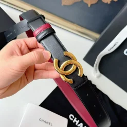 Alternative view of CHANEL Belts Calf Leather Black-Gold-Red 3.0cm Width A6010050063
