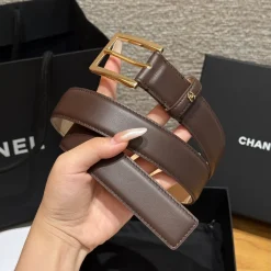 Alternative view of CHANEL Belts Calf Leather Brown-Gold 3.0cm Width A7010050125