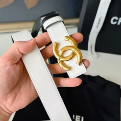 Alternative view of CHANEL Belts Calf Leather White-Gold-Black 3.0cm Width A6010050065