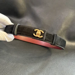 CHANEL Belts Calfskin Leather Black-Gold A8010050069