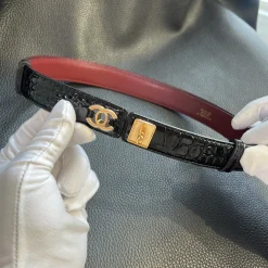 Alternative view of CHANEL Belts Calfskin Leather Black-Gold A8010050076