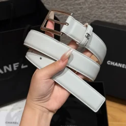 Alternative view of CHANEL Belts Calfskin Leather White-Silver 3.0cm Width A7010050119