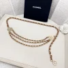 CHANEL Belts Chain & Woven Brown-Gold B0010050025