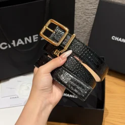 Alternative view of CHANEL Belts Embossed Calfskin Black-Gold 3.0cm Width A7010050137
