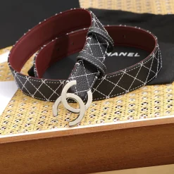 Alternative view of CHANEL Belts Togo Calf Leather Black-Gold 3.0cm Width A9010050085