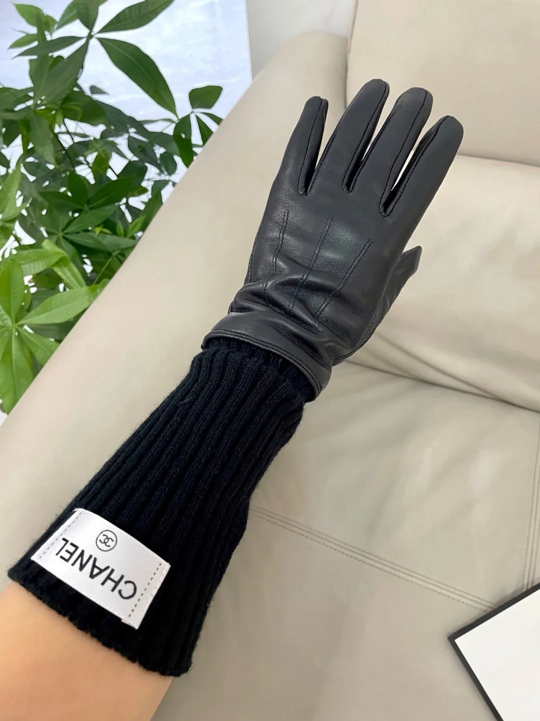 CHANEL Gloves Sheepskin Black L A1010071903 - Image 12