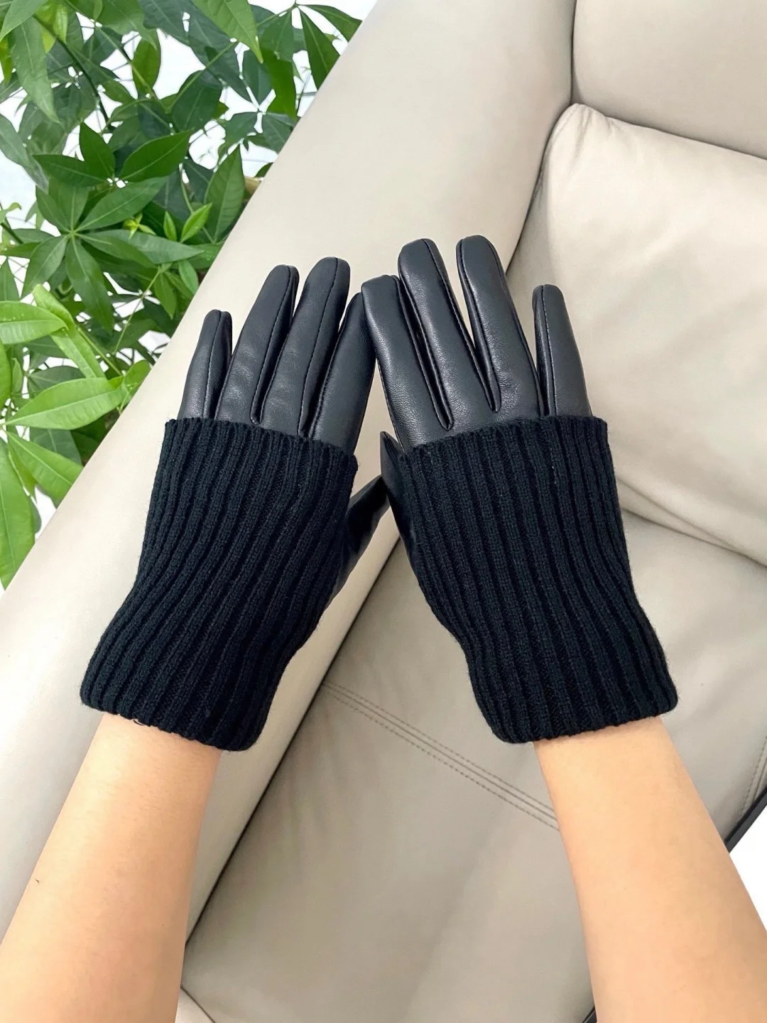 CHANEL Gloves Sheepskin Black L A1010071903 - Image 5