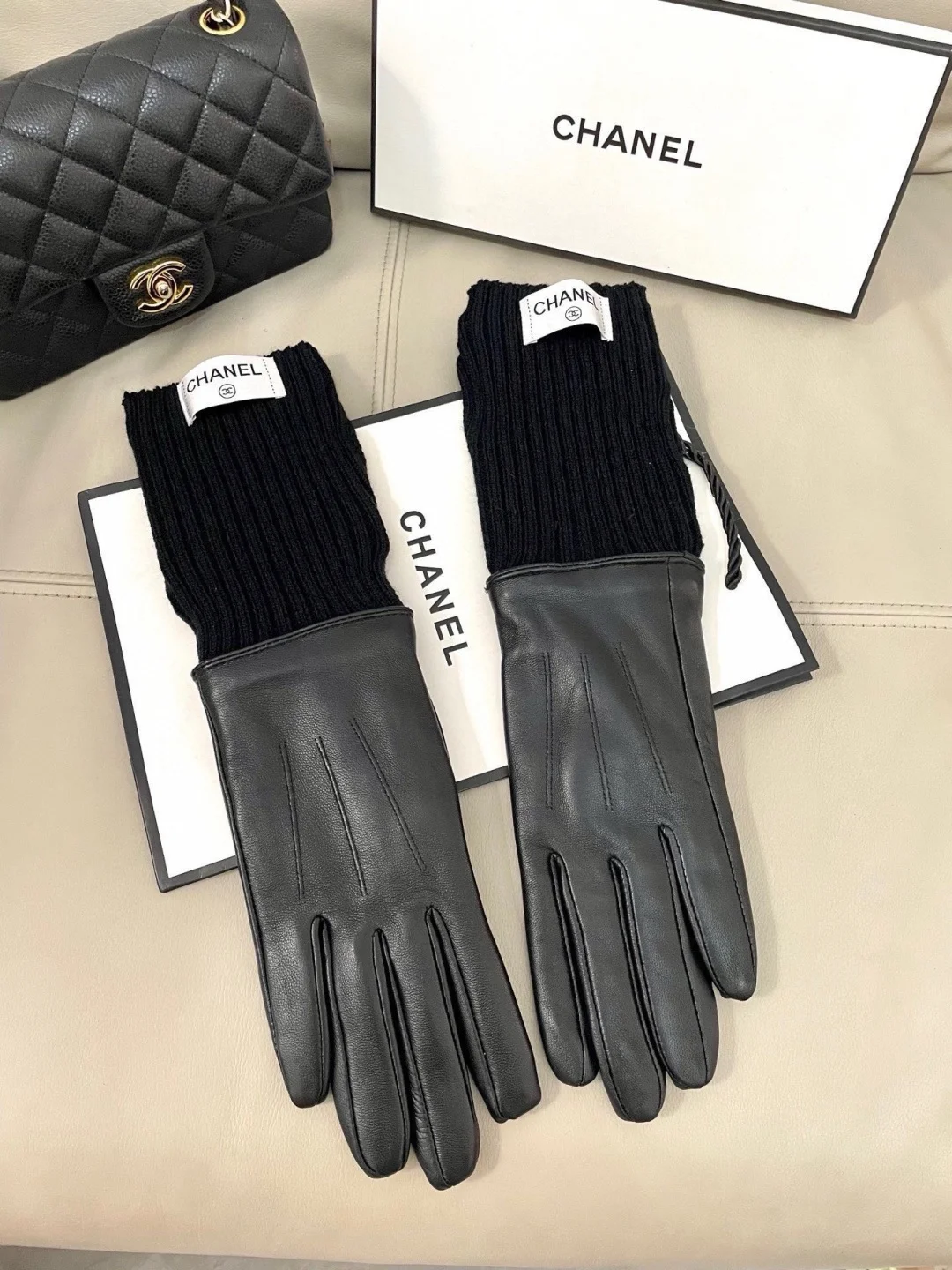CHANEL Gloves Sheepskin Black L A1010071903 - Image 8