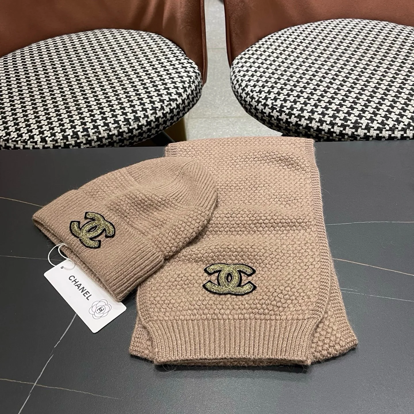 CHANEL Hats Cashmere Beige-Gold A4510070244 - Image 6