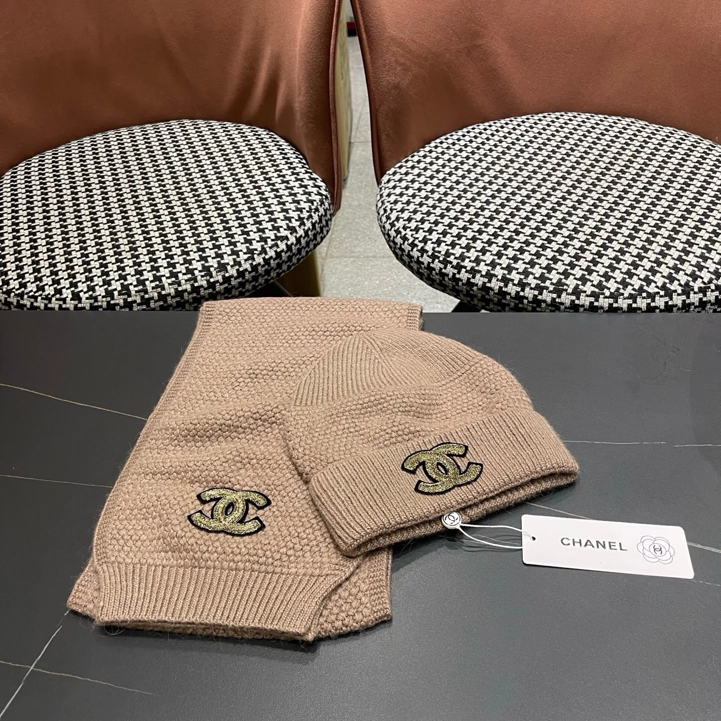 CHANEL Hats Cashmere Beige-Gold A4510070244 - Image 7