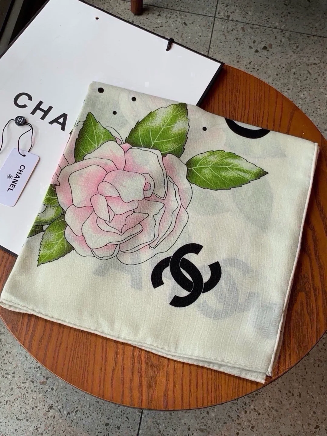 CHANEL Scarves White-Pink-Black-Green B0510071755 - Image 3