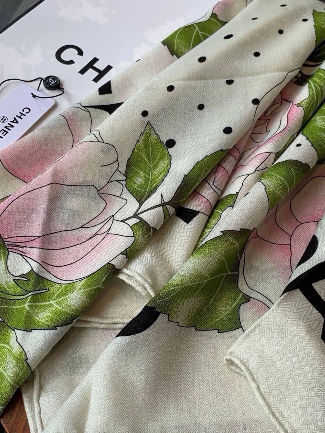 CHANEL Scarves White-Pink-Black-Green B0510071755 - Image 6