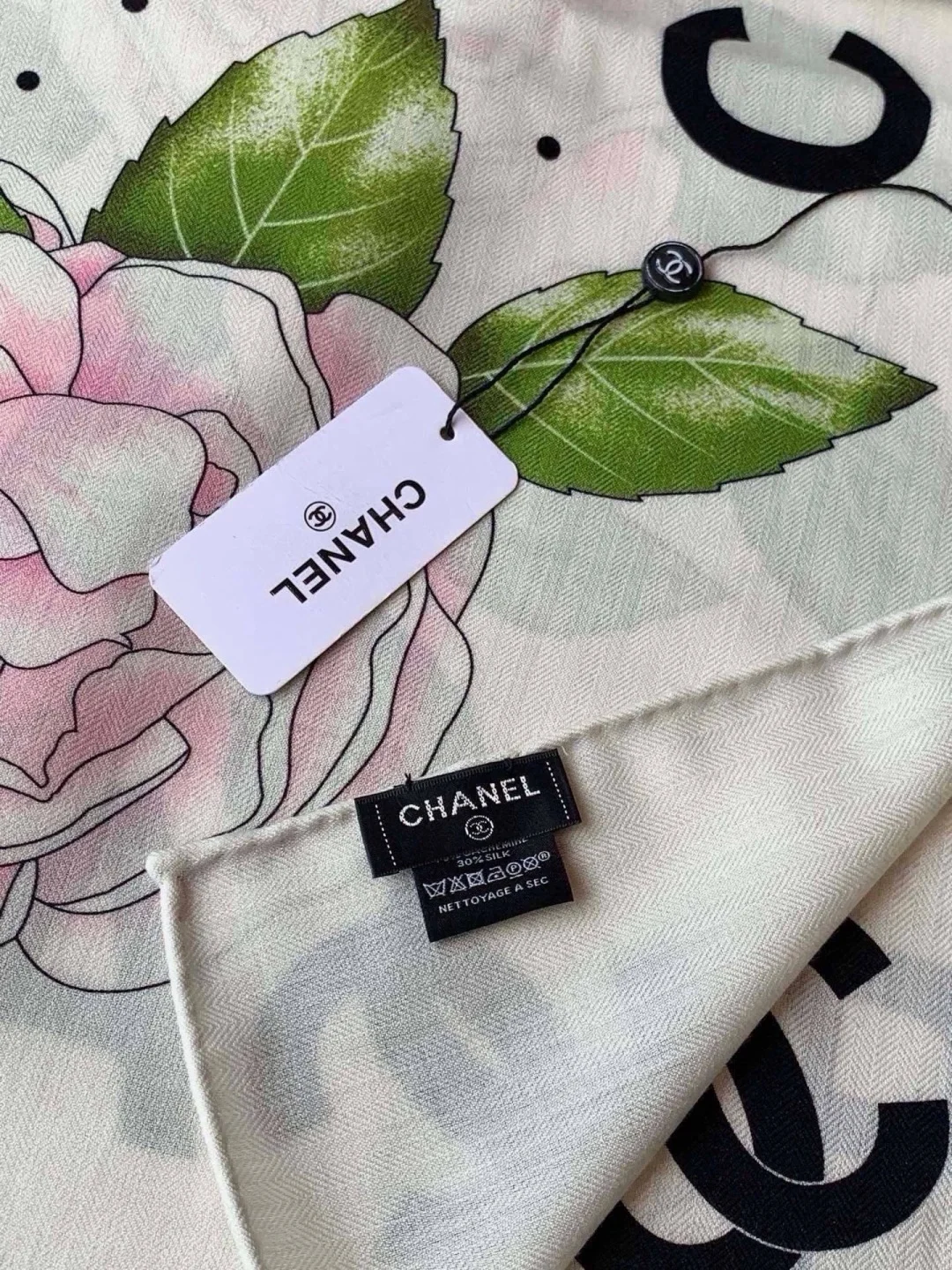 CHANEL Scarves White-Pink-Black-Green B0510071755 - Image 7