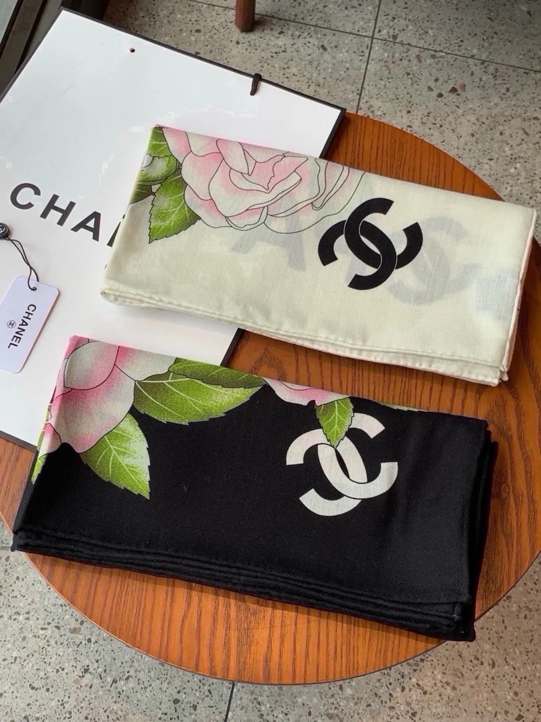 CHANEL Scarves White-Pink-Black-Green B0510071755 - Image 9
