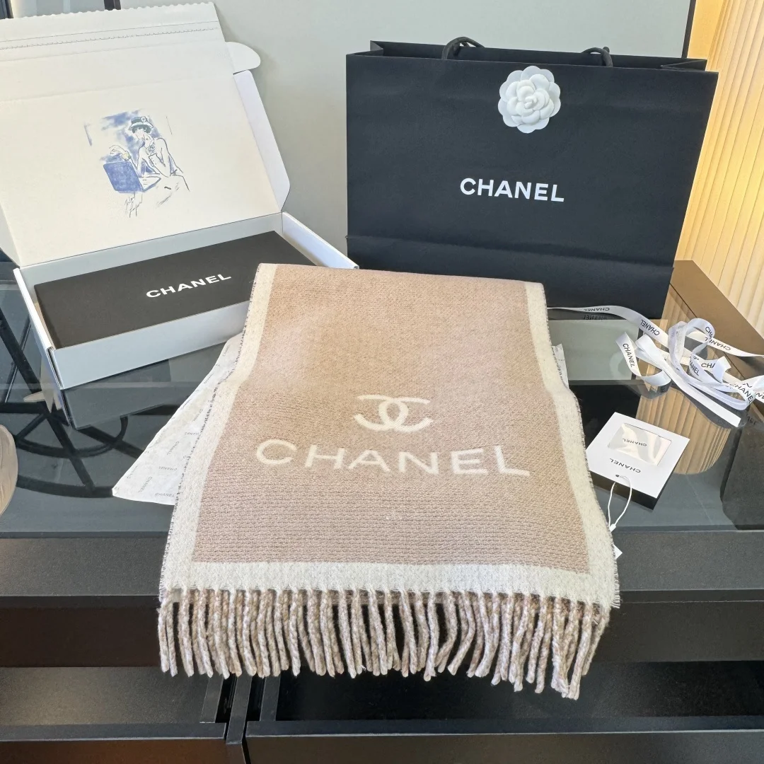 CHANEL Scarves Wool Beige-White One Size A2010071522 - Image 7