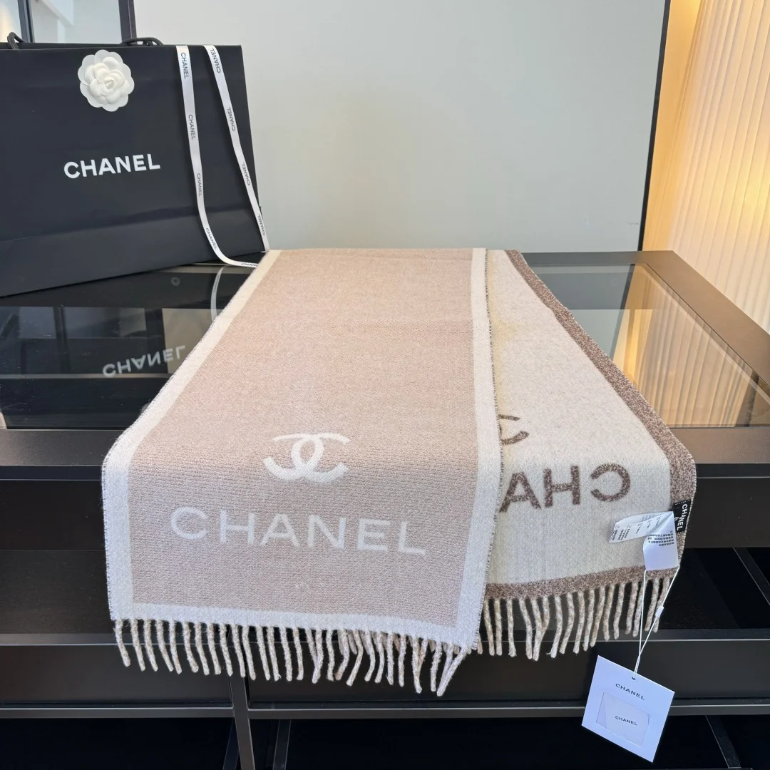 CHANEL Scarves Wool Beige-White One Size A2010071522 - Image 9