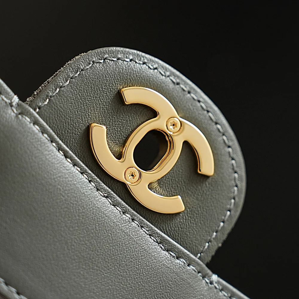 CHANEL Shoulder Bags Suede Gray-Gold 20X12X7CM G5010062360 - Image 10
