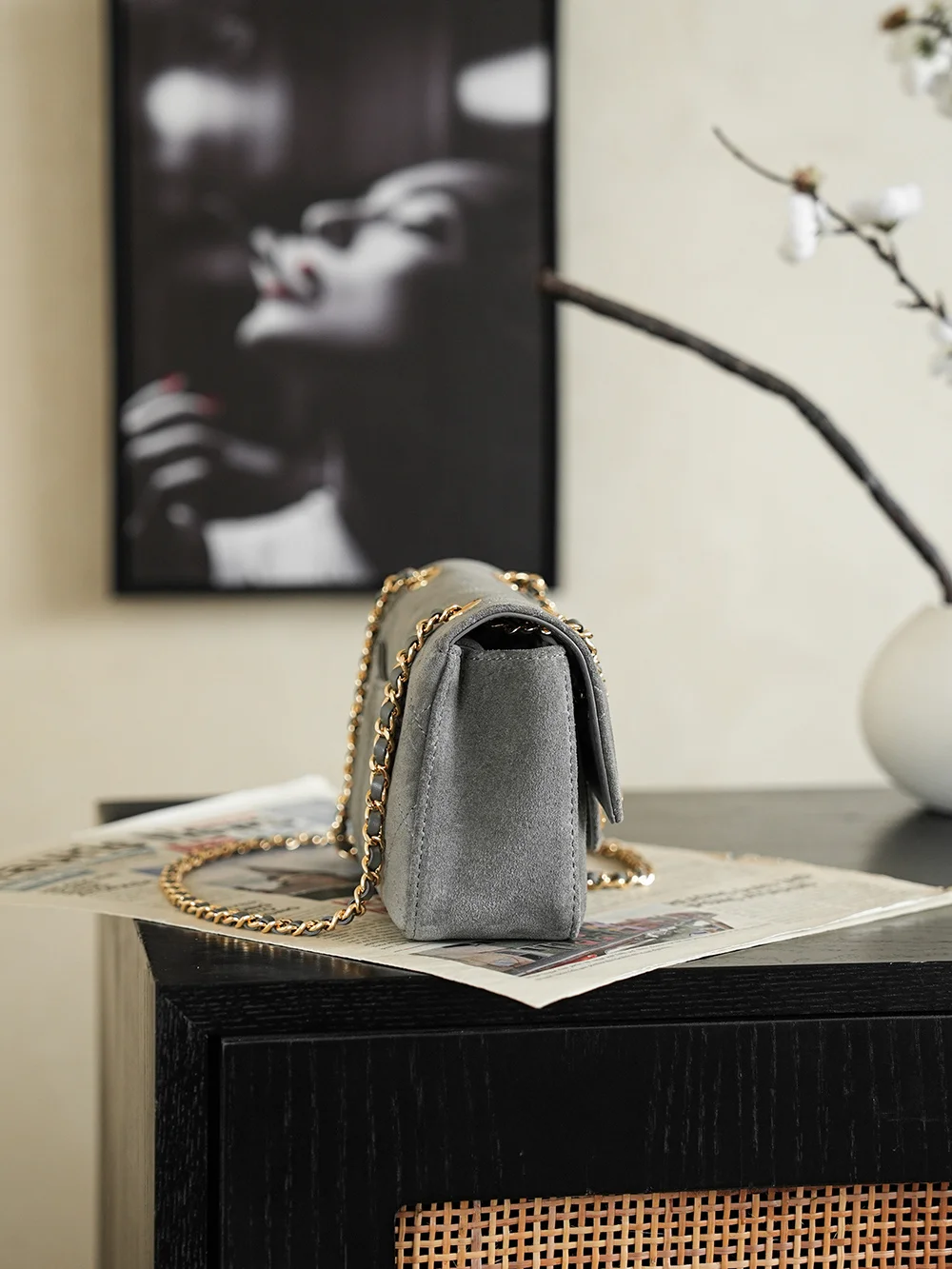 CHANEL Shoulder Bags Suede Gray-Gold 20X12X7CM G5010062360 - Image 4