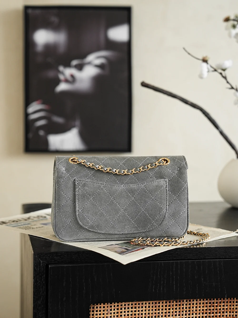CHANEL Shoulder Bags Suede Gray-Gold 20X12X7CM G5010062360 - Image 5