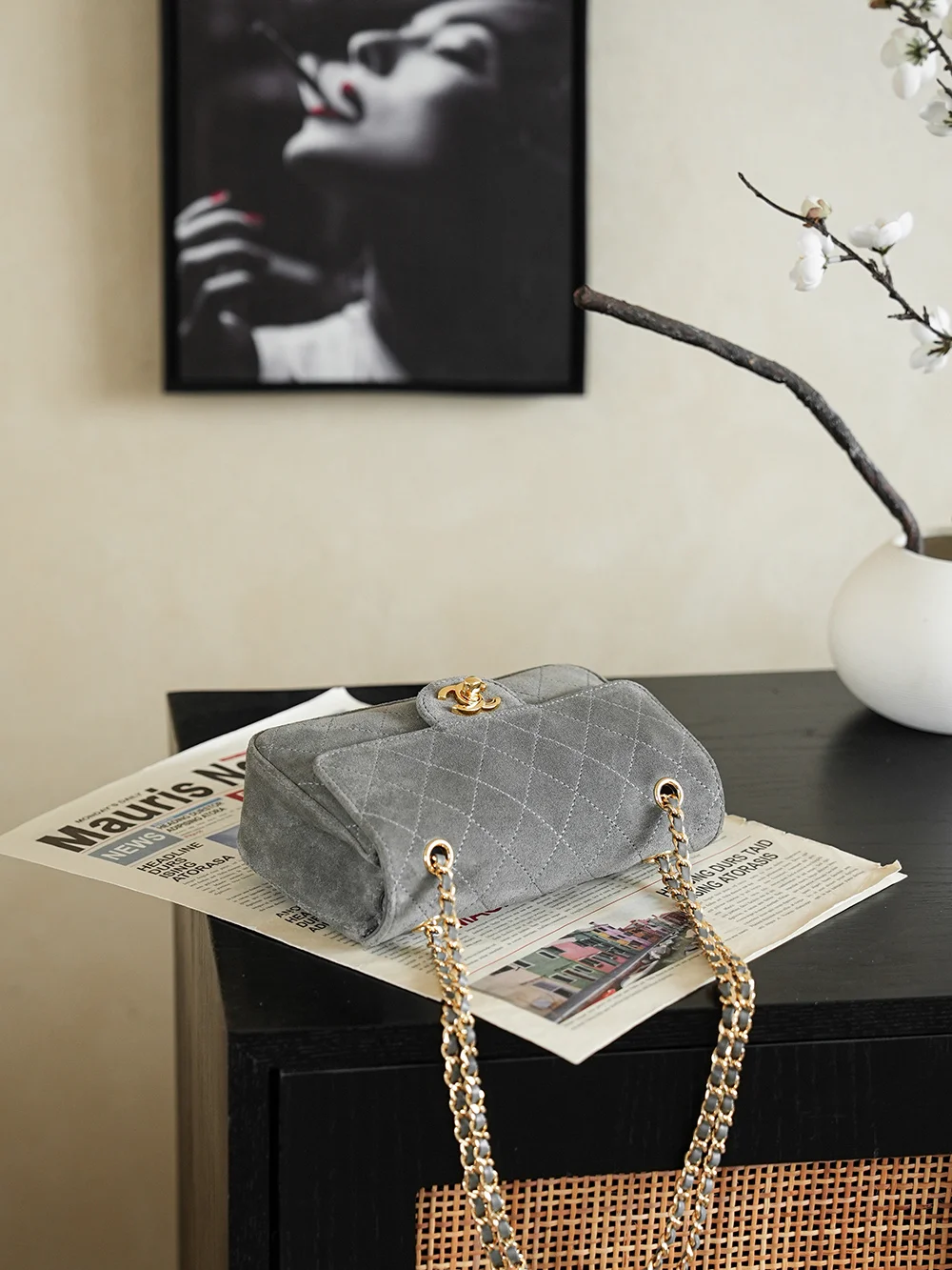 CHANEL Shoulder Bags Suede Gray-Gold 20X12X7CM G5010062360 - Image 7
