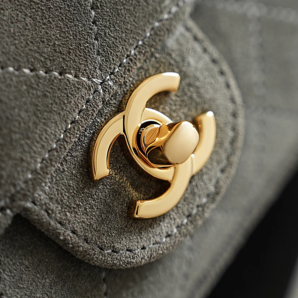 CHANEL Shoulder Bags Suede Gray-Gold 20X12X7CM G5010062360 - Image 9