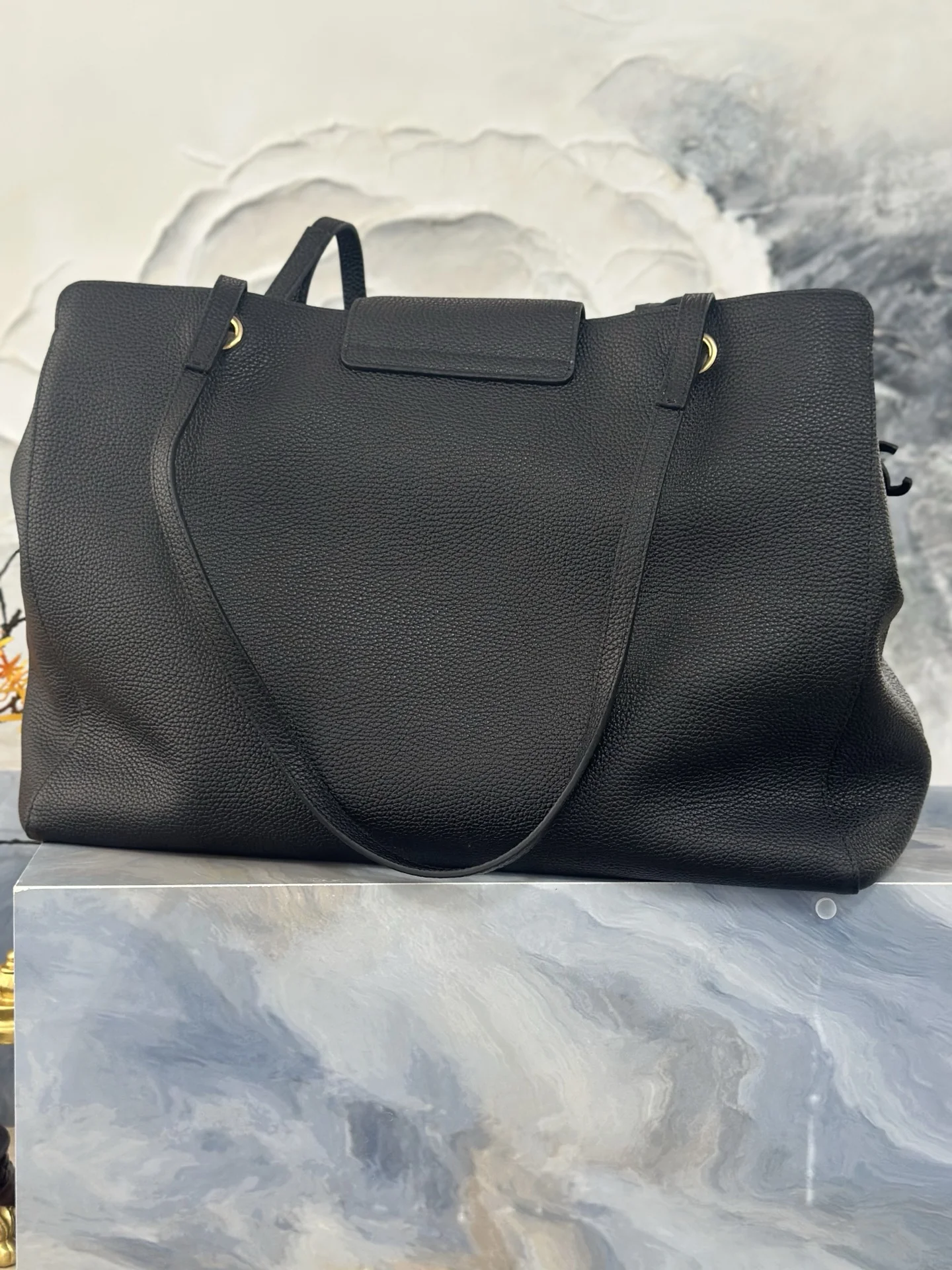 CHANEL Totes Bags Pebbled Leather Black-Gold 36X46X20CM A05010063136 - Image 9