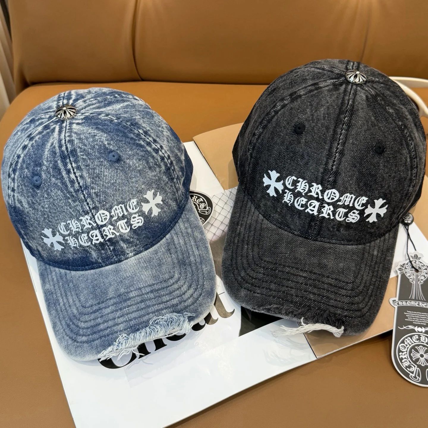 CHROME HEARTS Caps Denim Blue-White ONE SIZE C810073154 - Image 9