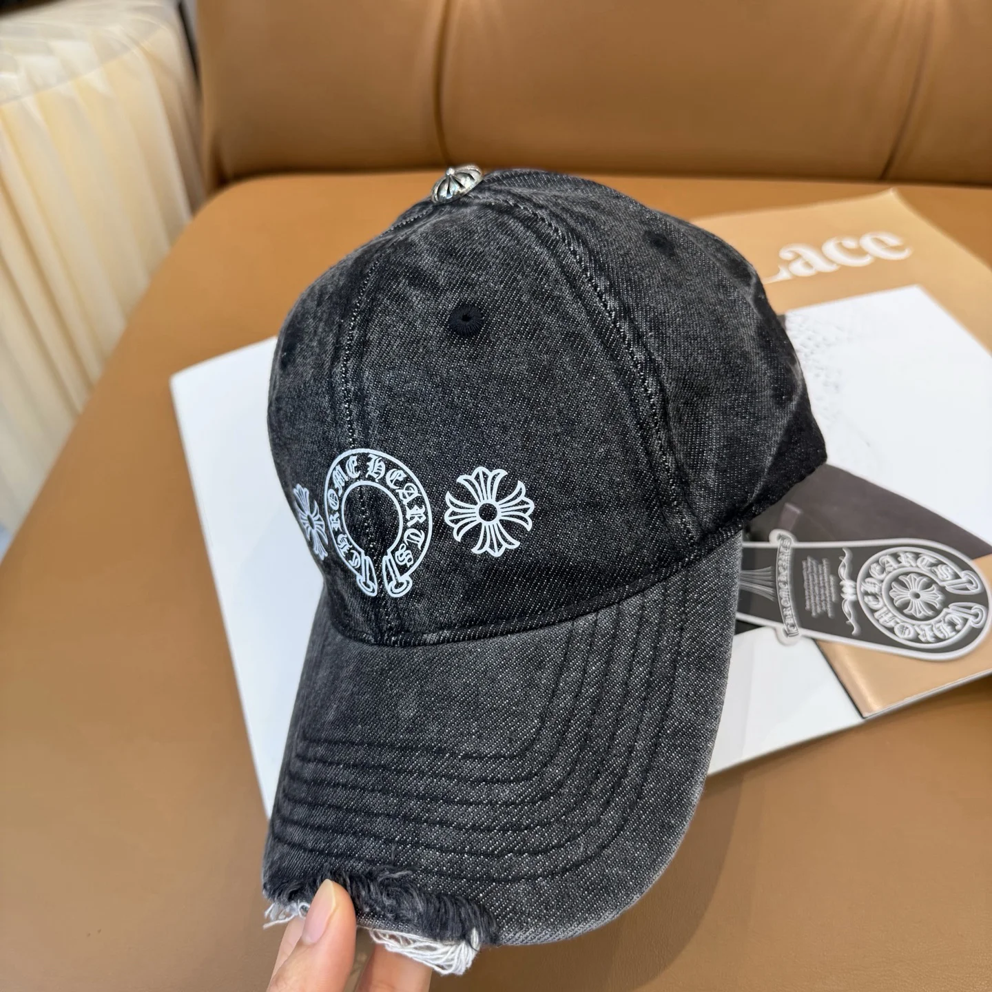 CHROME HEARTS Caps Washed Denim Black-White 57CM C810073155 - Image 2