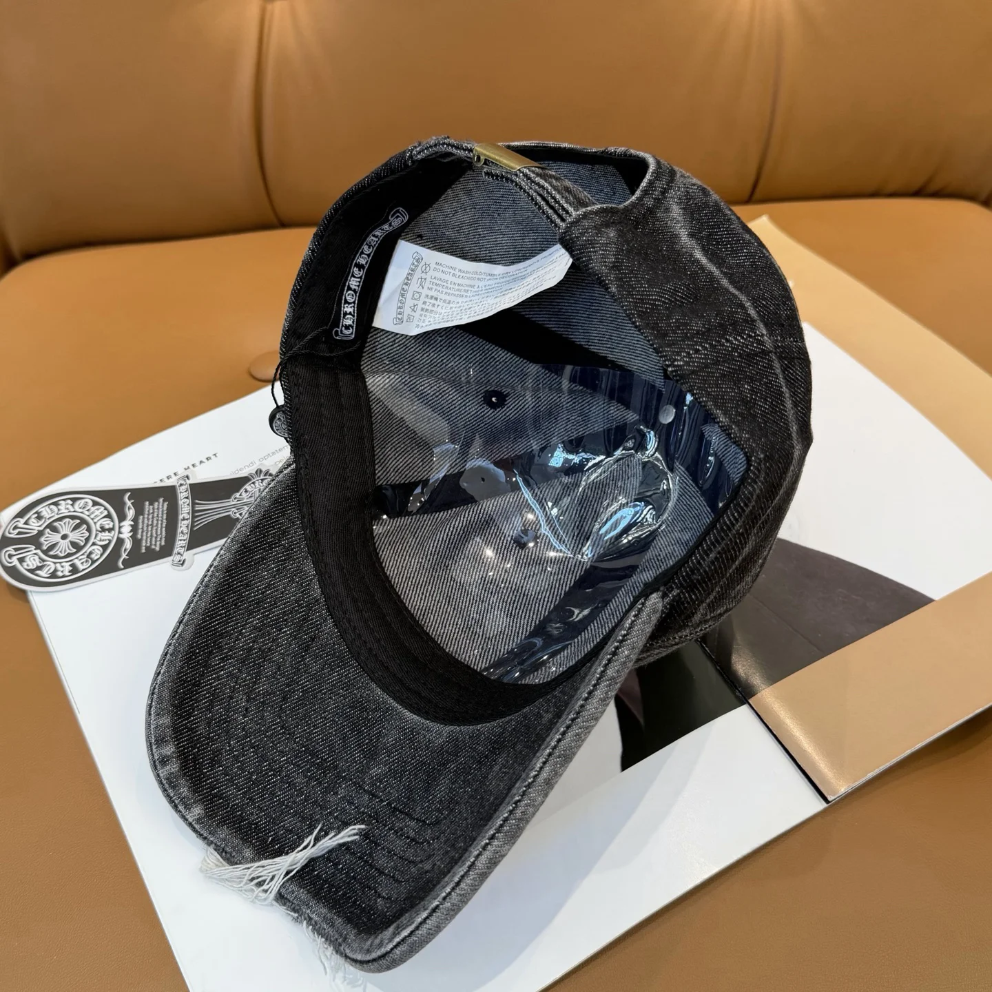 CHROME HEARTS Caps Washed Denim Black-White 57CM C810073155 - Image 4