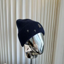 CHROME HEARTS Hats Wool Knit Navy-Silver One Size D710070435