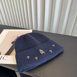 Alternative view of CHROME HEARTS Hats Wool Knit Navy-Silver One Size D710070435