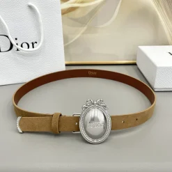 DIOR Belts Suede Metal Brown-Silver A7010050048