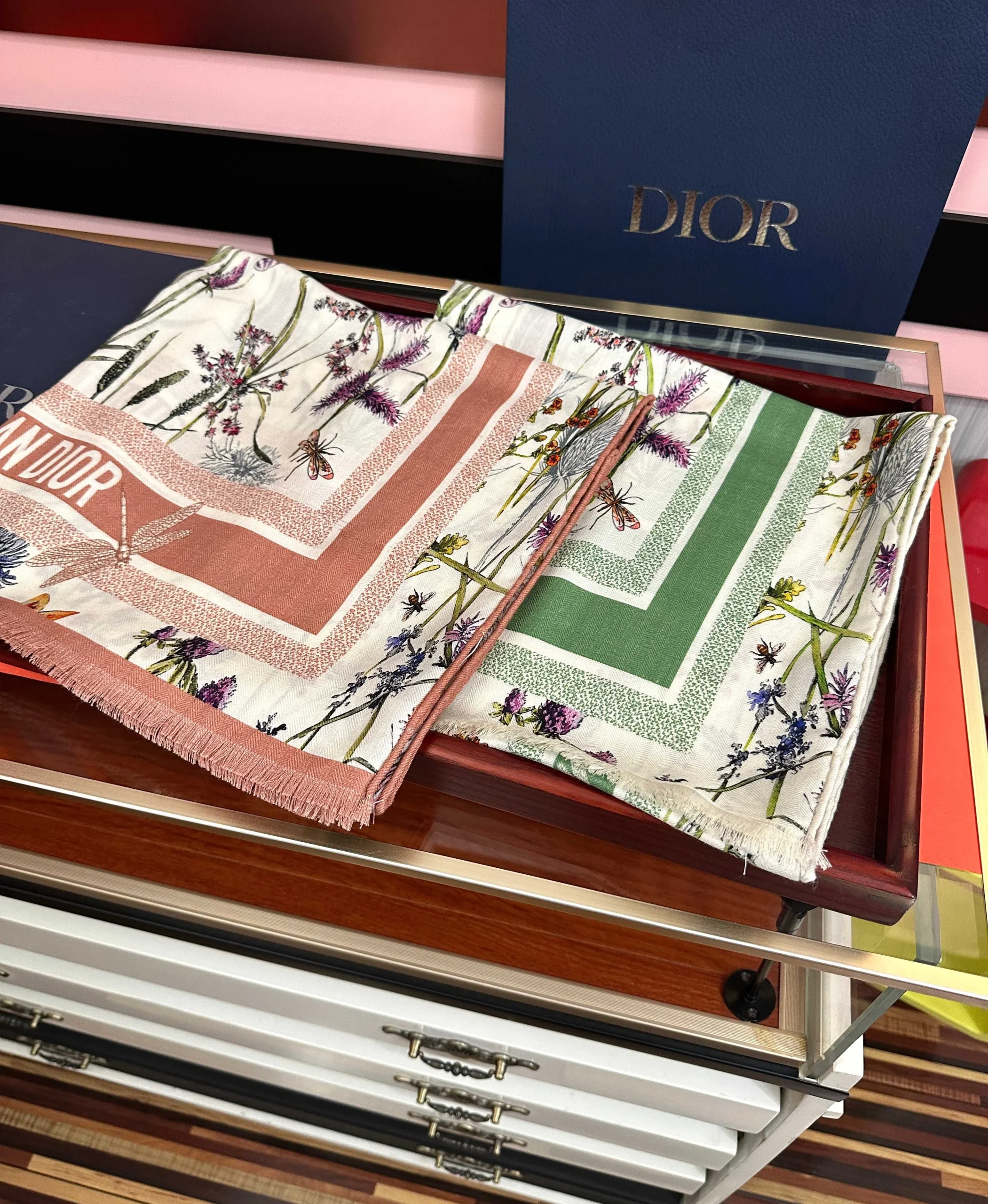 DIOR Scarves Cashmere Cream-Green 65x185 A8510072624 - Image 2