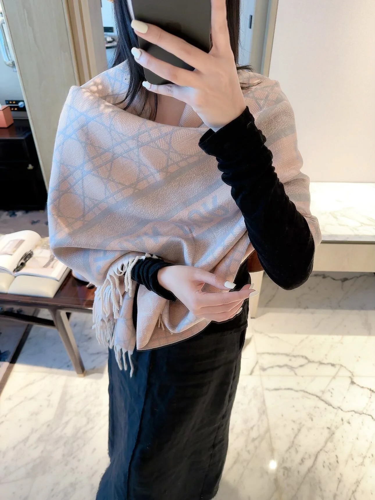 DIOR Scarves Cashmere Pink-Gray One Size D510070928 - Image 2