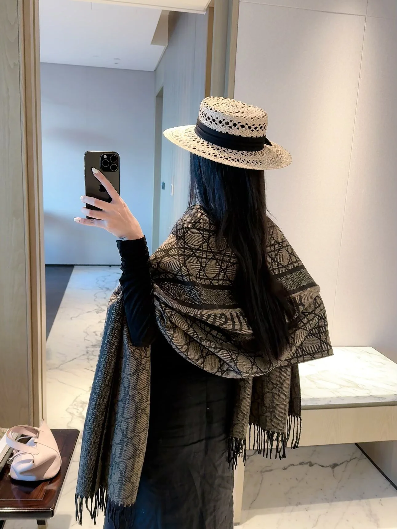 DIOR Scarves Cashmere Pink-Gray One Size D510070928 - Image 6