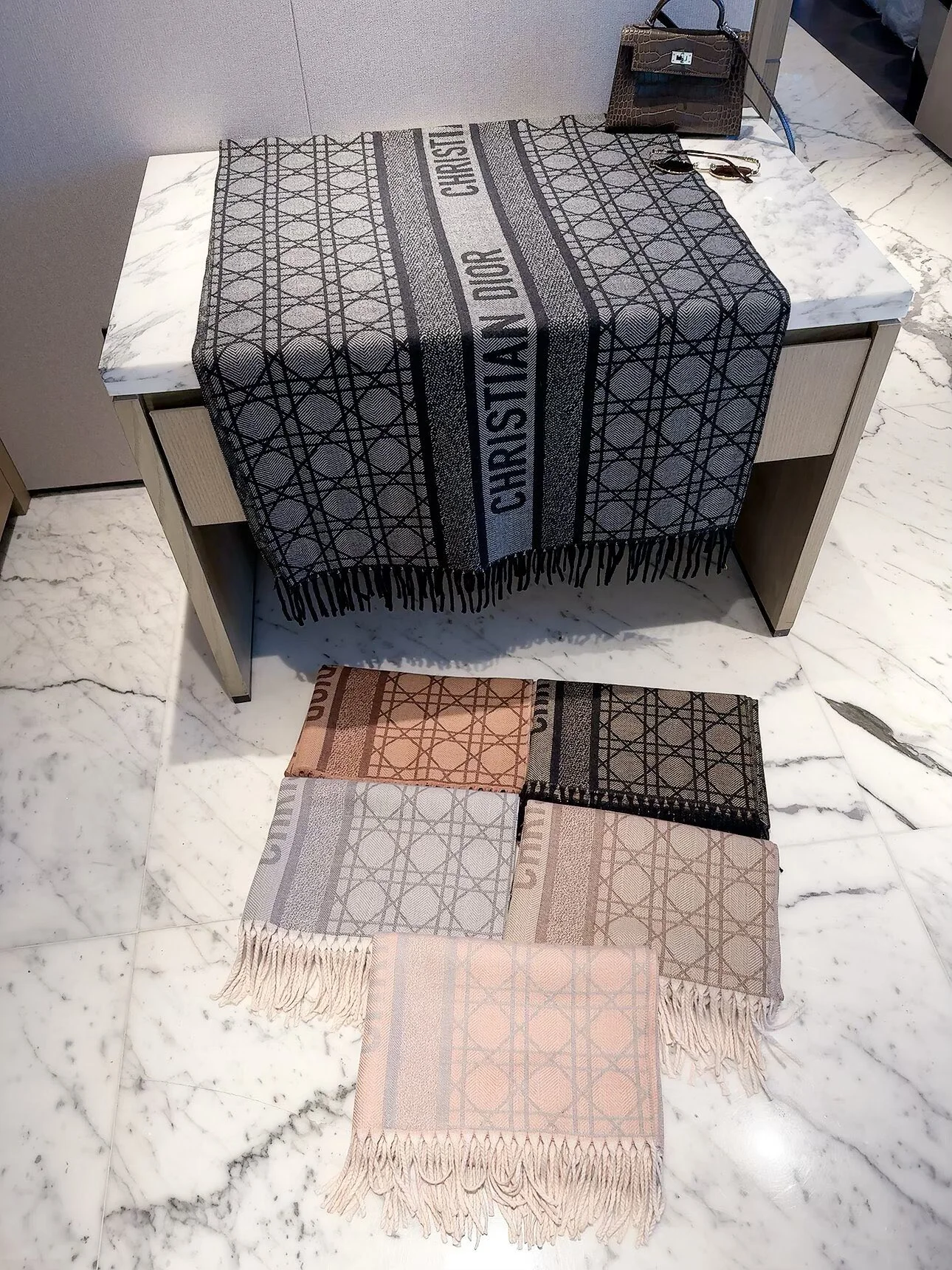 DIOR Scarves Cashmere Pink-Gray One Size D510070928 - Image 9