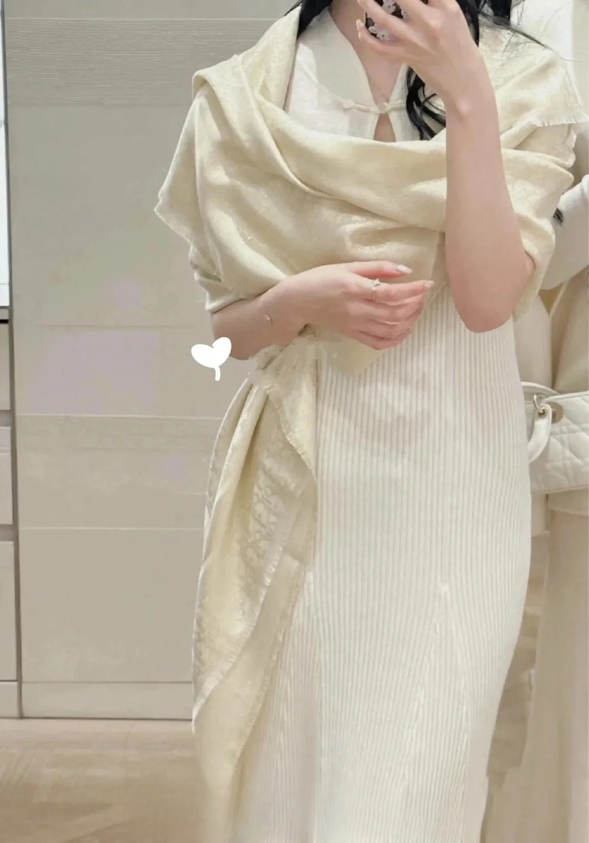 DIOR Scarves Wool-Silk Cream-White One Size A6510071497