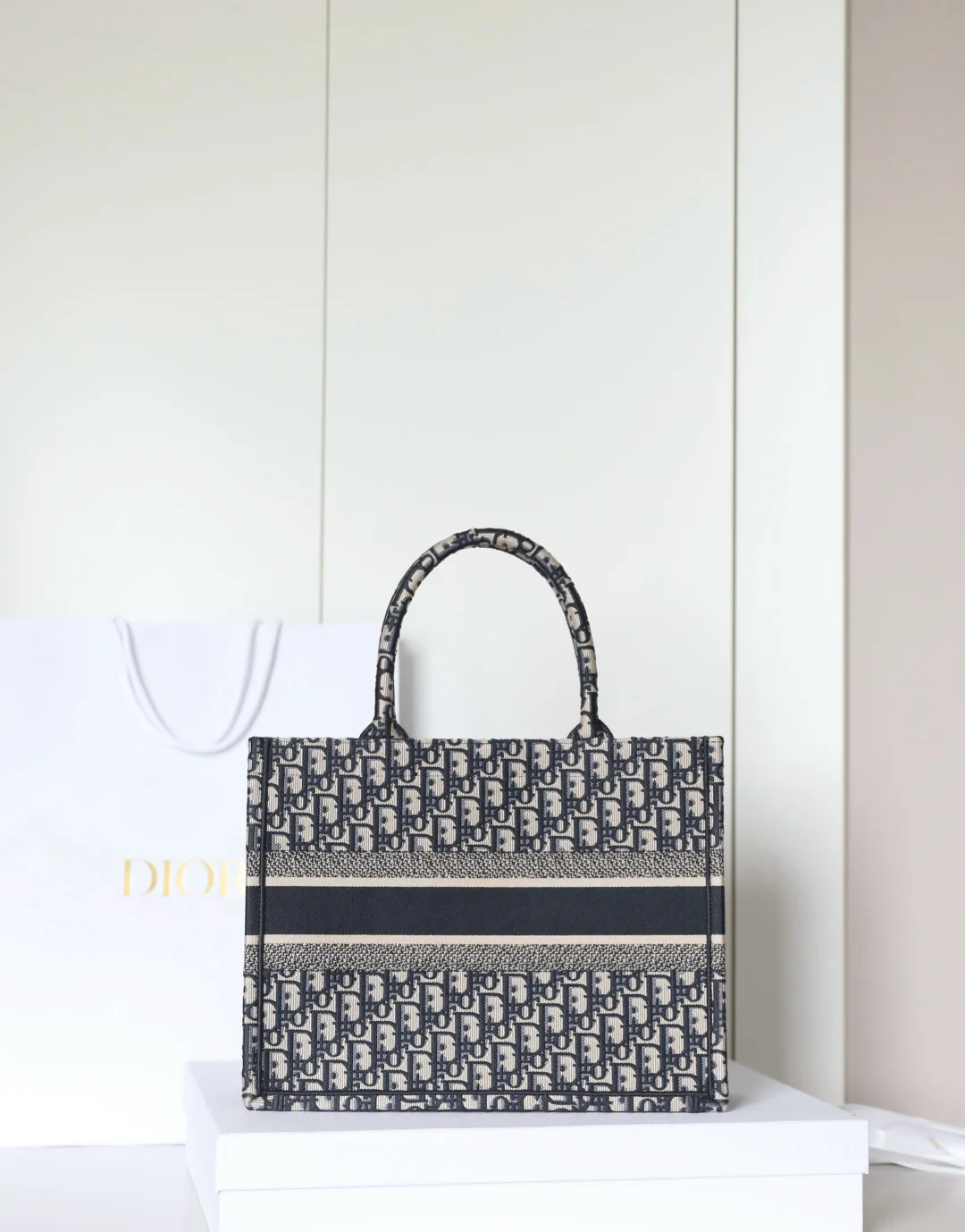 DIOR Totes Bags Embroidered Canvas Blue-Beige 36X27X15CM G0010060106 - Image 6