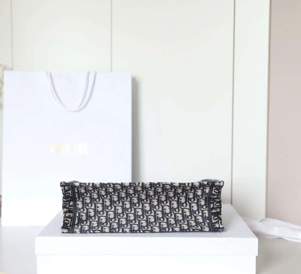 DIOR Totes Bags Embroidered Canvas Blue-Beige 36X27X15CM G0010060106 - Image 8