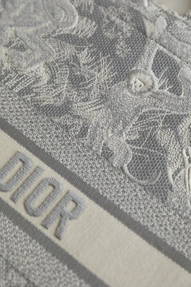 DIOR Totes Bags Embroidered Canvas Grey-White 41.5X35X18CM G5010060059 - Image 4