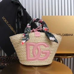 Alternative view of DOLCE & GABBANA Beach Bags Wicker & Jacquard Beige-Pink 35X26X16CM G7010067301