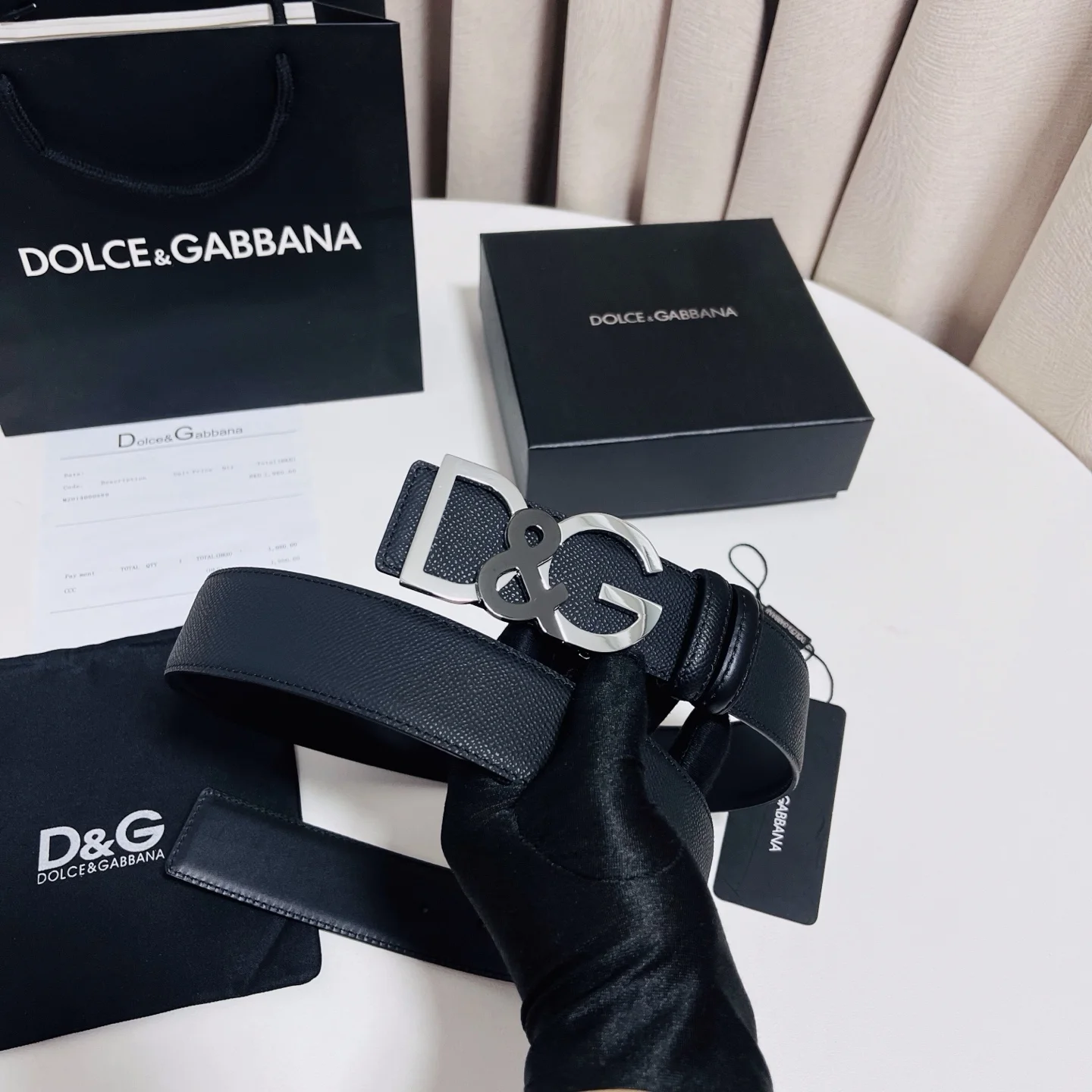 Alternative view of DOLCE & GABBANA Belts Cow Leather Black-Silver A8010050036