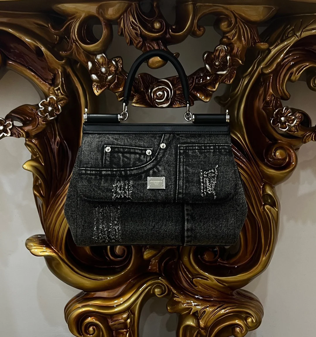 DOLCE & GABBANA Shoulder Bags Black-Silver I0010067166