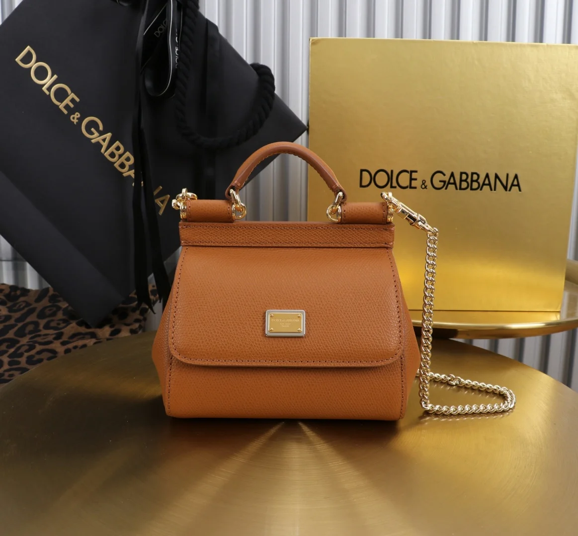 DOLCE & GABBANA Shoulder Bags Brown-Gold 14X16X6CM F9010066199