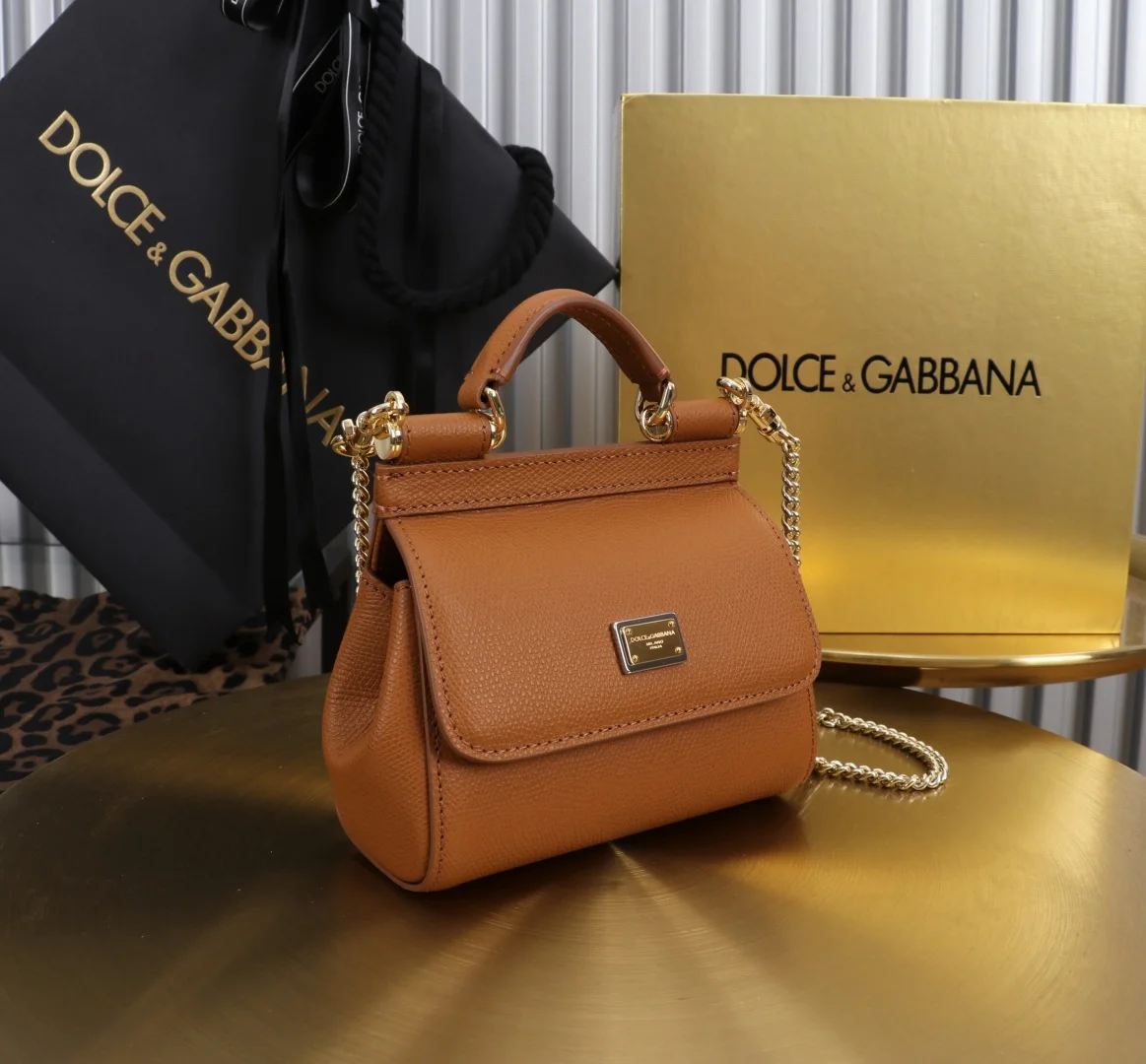 DOLCE & GABBANA Shoulder Bags Brown-Gold 14X16X6CM F9010066199 - Image 2