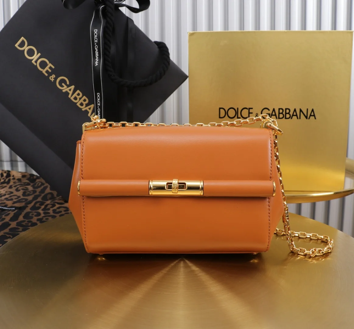 DOLCE & GABBANA Shoulder Bags Brown-Gold 18X10.6X7CM G4010066154