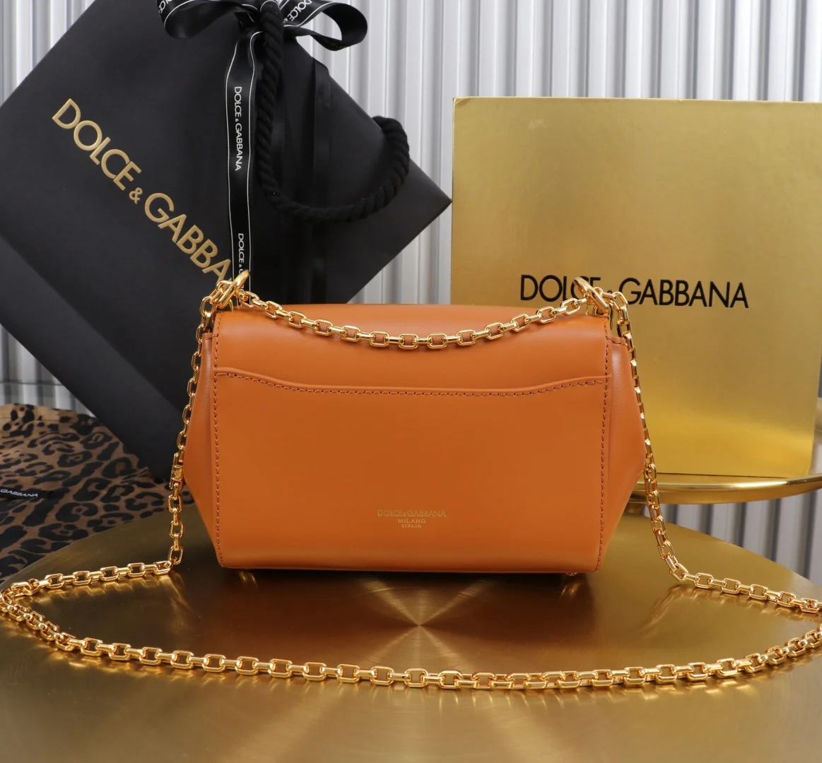 DOLCE & GABBANA Shoulder Bags Brown-Gold 18X10.6X7CM G4010066154 - Image 3