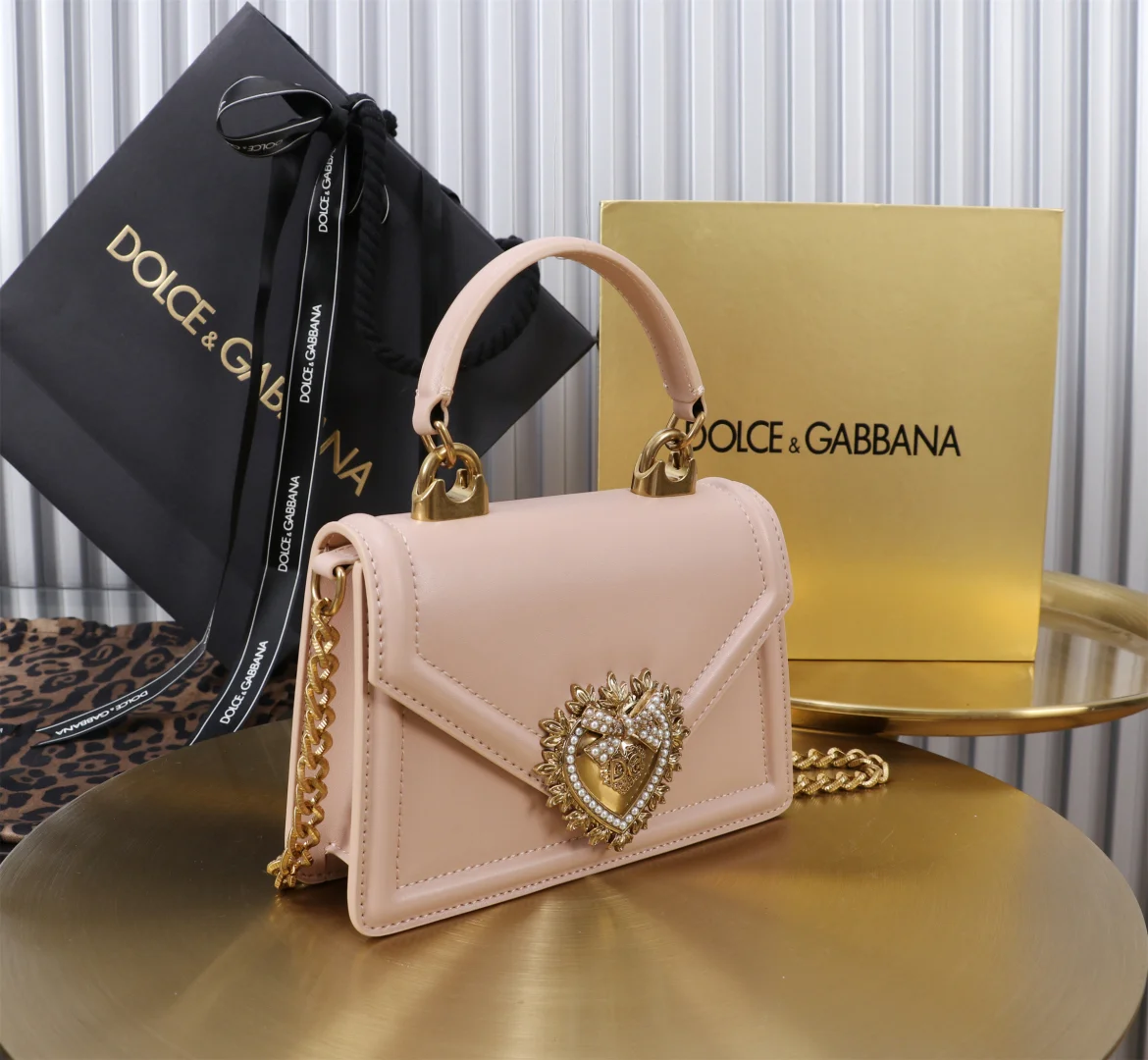DOLCE & GABBANA Shoulder Bags Leather Pink-Gold 19X4.5X13CM D5010067240 - Image 2